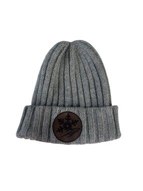 Atlantis Ribbed Knit‎ Beanie Snowflake Patch Gray Winter Warm